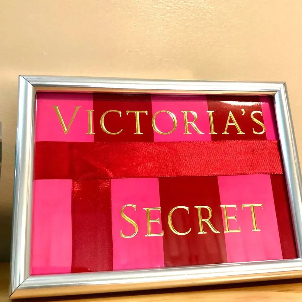 Victoria’s Secret Pink & Gold Striped Handmade Logo Picture Frame